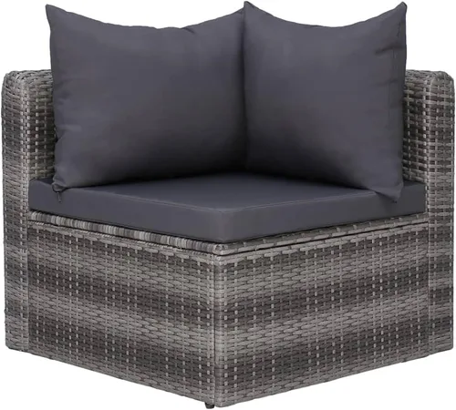 Miniatura 7 de Ensemble de Salon 5 Pièces en Simili-Rotin Gris PE Pour Jardin et Terrasse, Résistant aux Intempéries avec Coussin Amovible, Table Basse en Verre et