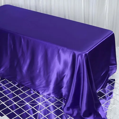 Miniatura 13 de Efavormart - Mantel rectangular de satén, 90 x 132 pulgadas, suave, oblongo, lavable, mantel decorativo de tela sedosa para bodas, fiestas, Plata