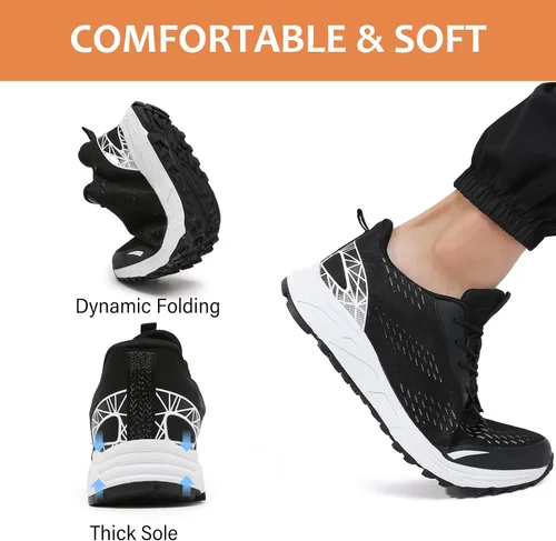 Miniatura 6 de Zapatos de punta de acero para hombres y mujeres, zapatos de trabajo de seguridad antideslizantes a prueba de pinchazos, cómodos tenis