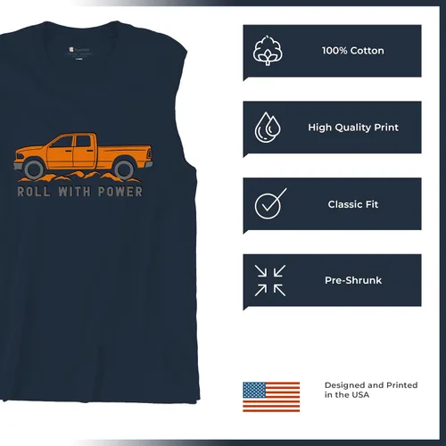 Miniatura 20 de Tee Hunt Camisetas gráficas y camisetas sin mangas para hombre Roll with Power Pickup Truck