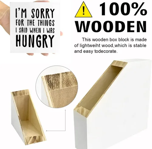 Miniatura 3 de LVQHI Letrero rústico con texto en inglés "I Sorry for the Things I Said When I Was Hungry", divertidos letreros de madera de cocina, caja de madera