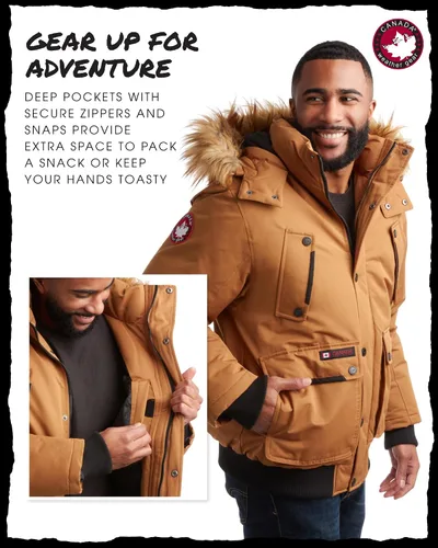 Miniatura 3 de CANADA WEATHER GEAR Chaqueta de invierno para hombre grande y alta, abrigo pesado tipo parka, chaqueta para hombres grandes y altos (M-5XL)