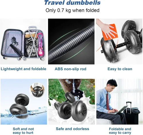 Miniatura 6 de Water Filled Dumbbells Set - Water Filled Weights - Portable Travel Weights - Weights Adjustable Dumbbells