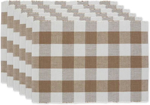 Miniatura 19 de DII Buffalo Check Collection - Juego de manteles individuales clásicos de granja, 13x19, naranja y negro, 6 piezas