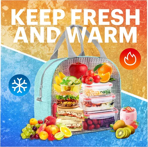 Miniatura 6 de Bolsa de almuerzo para mujeres y hombres, lonchera aislada para adultos, pequeña lonchera hermética enfriadora, contenedores de comida para almuerzo