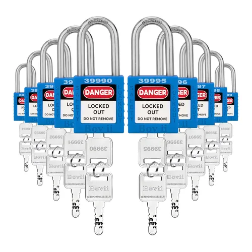 Miniatura 9 de Lockout Tagout Cerraduras conjuntos, 6 candado de seguridad rojo con llave diferente, 2 llaves por cerradura