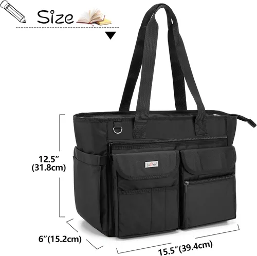 Miniatura 5 de LoDrid Bolsa para profesores con almohadilla inferior, capa de almacenamiento separada para laptop (hasta 15.6 pulgadas), bolsas para profesores