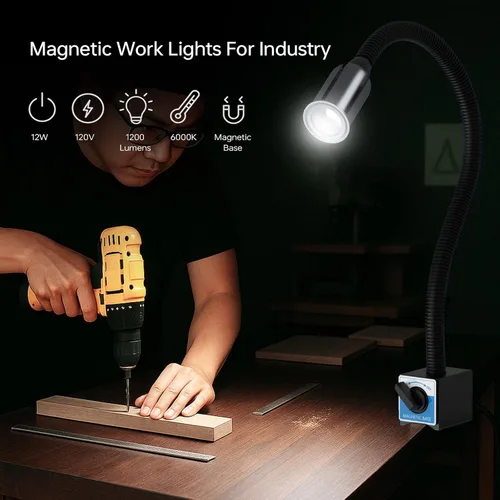 Miniatura 2 de Luz de trabajo magnética LED, lámpara de trabajo de cuello de cisne flexible de 1420 lúmenes de 20 pulgadas con base magnética fuerte para máquinas