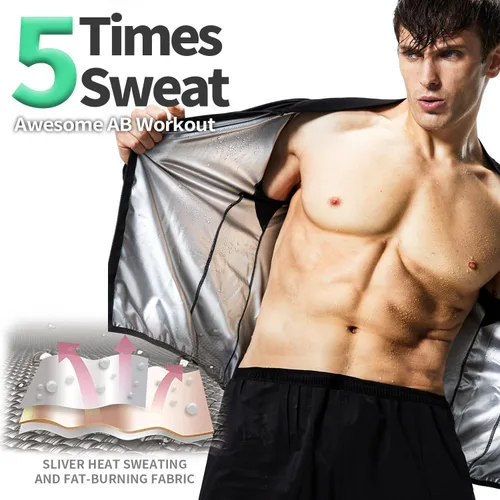Miniatura 2 de BVVU Traje de sauna para hombre, con cremallera, chaqueta de sauna, pantalón, gimnasio, entrenamiento, sudadera con capucha, moldeador de cuerpo