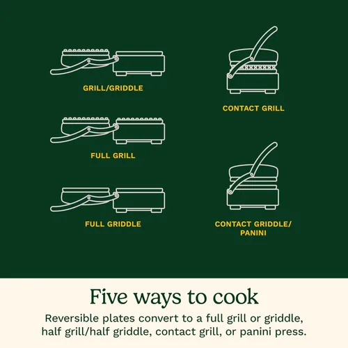 Miniatura 4 de Cuisinart Griddler - Parrilla de interior, prensa panini, sandwichera y más, parrilla 5 en 1, platos de cocina antiadherentes aptos