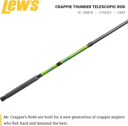 Miniatura 2 de Lew's Crappie Thunder - Caña de pescar telescópica, potencia ligera, acción rápida, fibra de vidrio de primera calidad, mango de espuma EVA