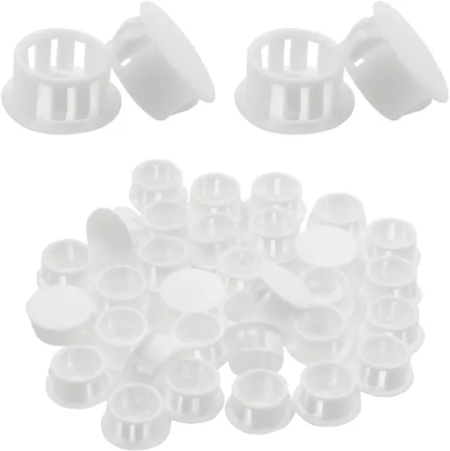 30 tapones de plástico de 0.630 in (5/8 pulgadas), tapas de extremo de tubería de color blanco con cierre a presión para tubos de esgrima de muebles