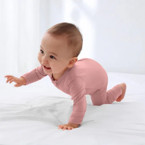 Miniatura 5 de GUISBY Mameluco sin pies para bebé, pijama de rayón con cremallera de 2 vías con manga larga