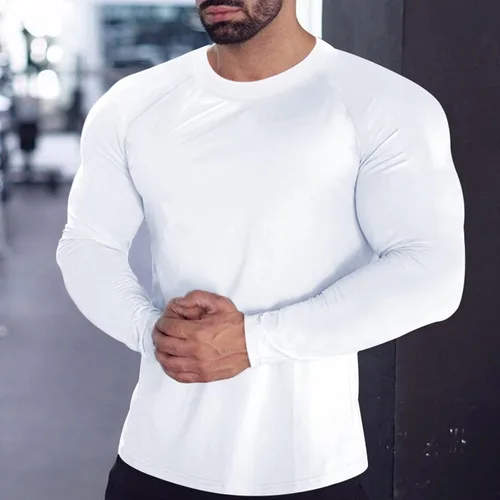 Miniatura 2 de Camisas de compresión atléticas de manga larga para hombre, capa base, camisa de entrenamiento atlético, camisas de compresión, camisetas deportivas