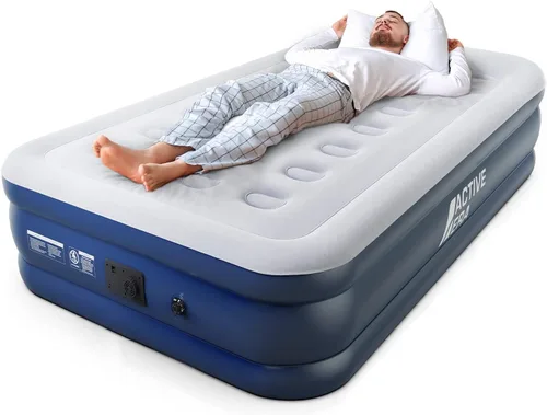 Miniatura 10 de Active Era Colchón de aire individual de 21 pulgadas con bomba integrada y almohada elevada, resistente a pinchazos, cama inflable impermeable