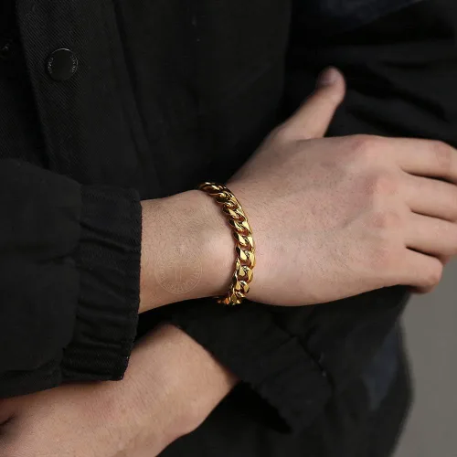 Miniatura 2 de Trendsmax Pulsera de cadena de eslabones cubanos de acero inoxidable 316L de 0.433in0.591in, para hombre, regalos para hombres y niños, 8, 9, 10
