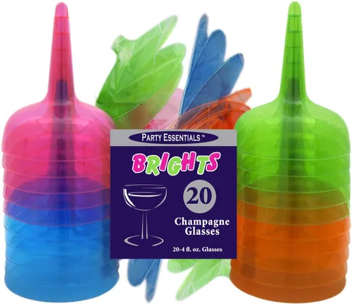 Miniatura 7 de Party Essentials Vasos de champán de plástico, 4 onzas, neón surtidos