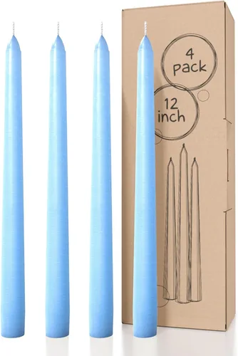 Miniatura 32 de CANDWAX Paquete de 4 velas cónicas blancas, sin goteo, de combustión lenta, sin perfume, de 12 pulgadas, ideales para mesa de comedor, candelabros