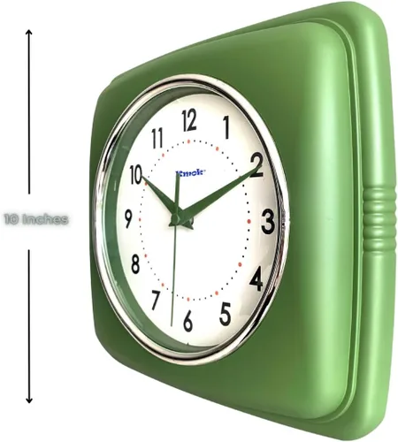 Miniatura 2 de Reloj de pared cuadrado retro de 9 pulgadas, funciona con pilas, reloj decorativo silencioso sin tictac para el hogar, oficina, cocina, dormitorio