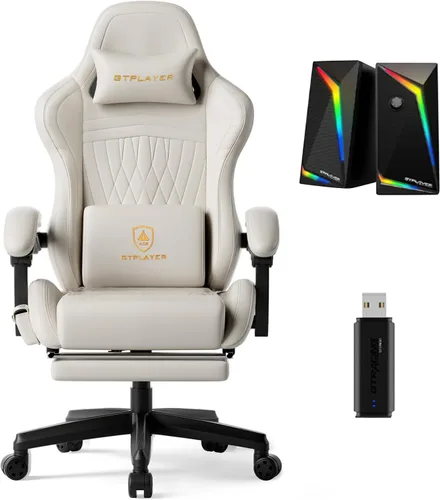 Miniatura 10 de GTPLAYER Silla de juegos grande y alta con reposapiés, sillas de videojuegos de asiento extra ancho para adultos - Respaldo alto ergonómico