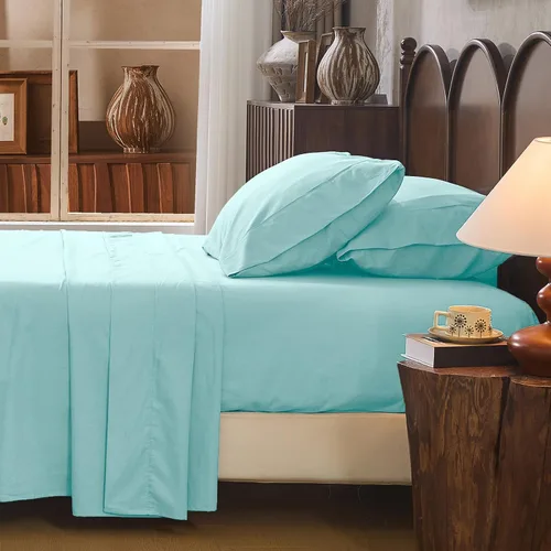 Miniatura 21 de Juego de sábanas de lino 100% tamaño King, juego de sábanas de lino transpirable y duradero de 4 piezas, ropa de cama suave para todas