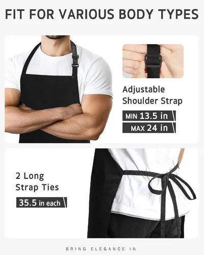 Miniatura 5 de Syntus Chef Apron for Men Women Kitchen Cooking Apron with Pockets, Adjustable Bib Aprons Stain Resistant