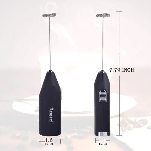 Miniatura 7 de Espumador de leche de mano con batidor de acero inoxidable, portátil y potente máquina de espuma para café matutino, café con leche, capuchino, Negro