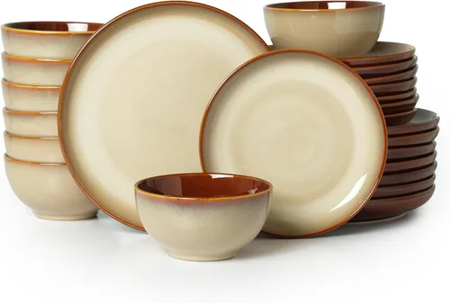 Miniatura 30 de Pokini - Juegos de vajilla de gres para cena, juego de platos y cuencos de cerámica, platos de cocina aptos para microondas y lavavajillas, platos