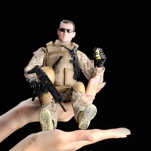 Miniatura 6 de Pipigirl Figura de acción de fuerzas especiales de 1/6 de 12 pulgadas, modelo de soldado flexible del equipo SWAT, para niños, adultos, sellos