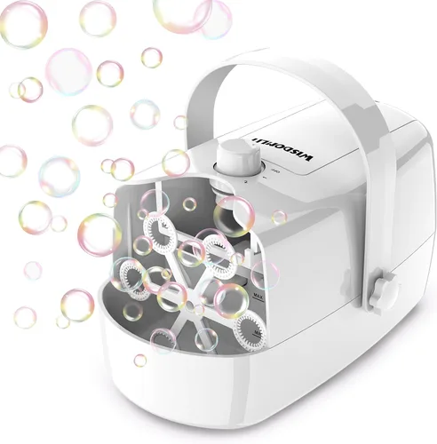 Miniatura 9 de Wisdomlit Máquina de burbujas, máquina de burbujas 3 en 1, soplador de burbujas con 3 ruedas de burbujas, hace pequeña mediana burbujas grandes