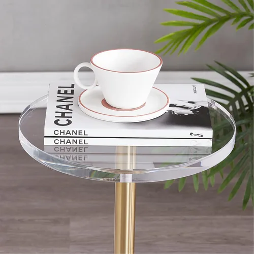 Miniatura 7 de Mesa auxiliar de acrílico para muebles, mesa auxiliar redonda pequeña transparente para sala de estar, dormitorio, oficina, mesita de noche moderna