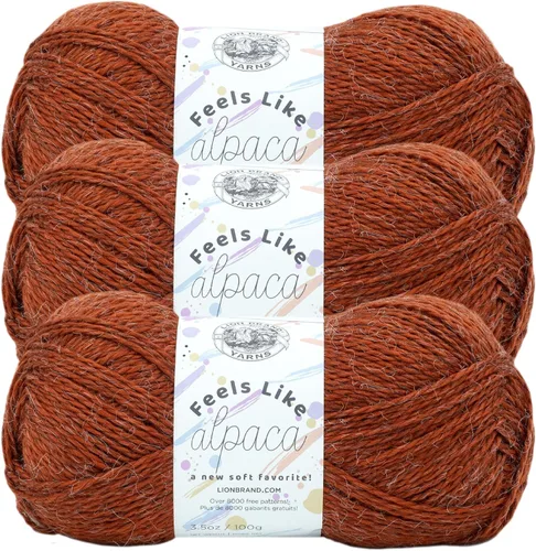 Miniatura 14 de Lion Brand Yarn Feels Like alpaca, hilo suave para tejer, borgoña, 1 paquete