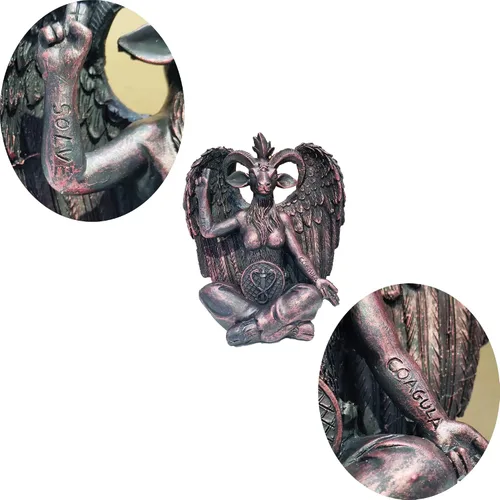Miniatura 4 de SKTY Estatua de Baphomet de 7 pulgadas de alto, Satán Lucifer Cthulhu Mendes, escultura de cabra sabática, decoración religiosa
