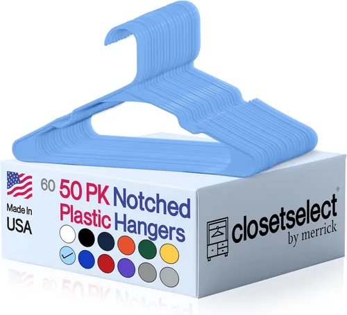 Miniatura 20 de Perchas de plástico, paquete de 50, colgador de ropa fuerte y ahorrador de espacio, fabricado en EE. UU., colgador de plástico perfecto para camisas