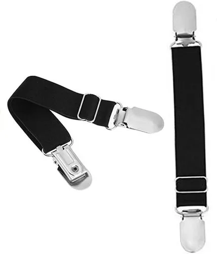 Miniatura 3 de UPSTORE 4 unids (2 pares) mujeres señora niñas metal ajustable elástico ligueros doble vía hebilla de pato calcetines antideslizantes clip de medias