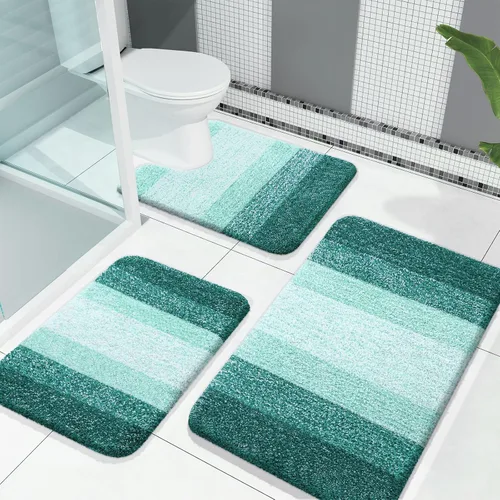 Miniatura 63 de OLANLY Juego de alfombras de baño de 3 piezas, alfombras de baño de microfibra suave y absorbente y alfombra de inodoro de contorno en forma de U