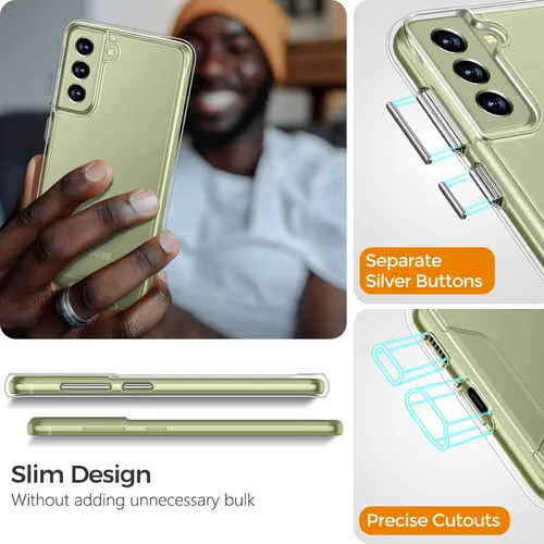 Miniatura 5 de Rayboen Funda para Samsung Galaxy S21 FE 5G con 2 protectores de pantalla suaves, diseño híbrido transparente, a prueba de golpes, delgada
