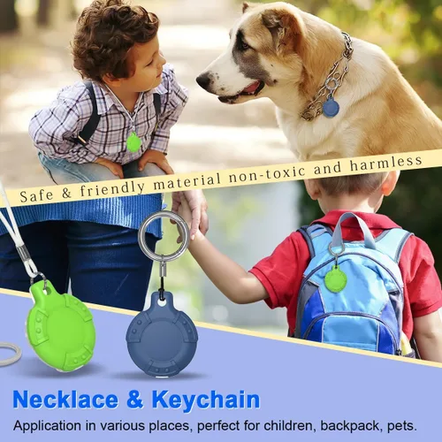Miniatura 5 de Paquete de 4 pulseras compatibles con AirTag y collar Airtag para niños, de silicona suave, impermeable, soporte oculto para Airtag para niños