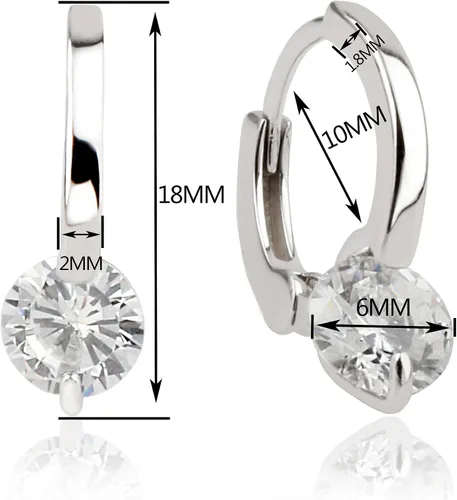 Miniatura 3 de 925 Sterling Silver Simulated Diamond Solitaire Tiny Huggie Hoop Earrings