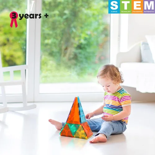 Miniatura 2 de STEM - Juego de 70 piezas de azulejos magnéticos para niños de 3 a 8 años, bloques magnéticos sensoriales Montessori para niños pequeños, kit