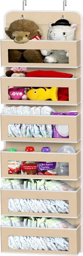 Miniatura 12 de Simple Houseware Organizador con 4 bolsillos con ventana transparente para colgar sobre la puerta del armario, para dormitorio, baño, despensa