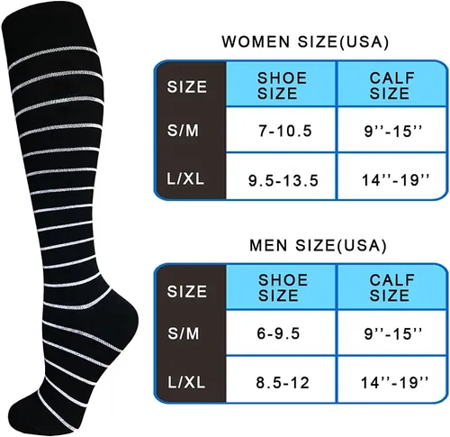 Miniatura 6 de Aoliks 4 pares de calcetines de compresión de cobre para mujeres y hombres, 15-20 mmHg, el mejor apoyo para enfermeras, correr, senderismo
