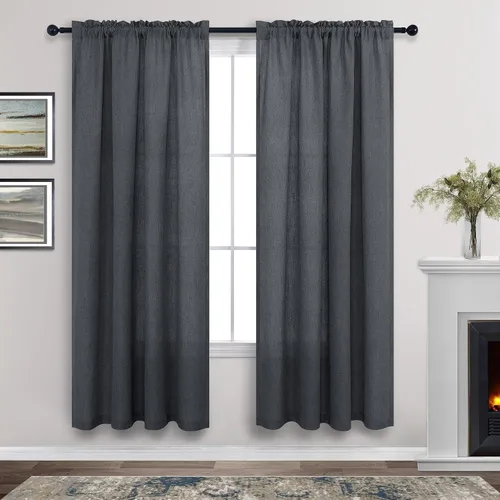 Miniatura 111 de KOUFALL Juego de 2 cortinas de puerta francesa, cortinas de lino para puerta/ventana, cortina transparente boho para cristal lateral delantero