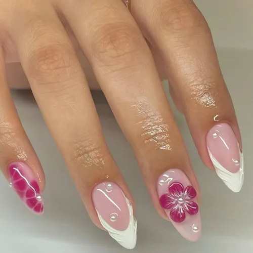 Miniatura 33 de Uñas postizas a presión de almendra marrón, medianas con diseños de leopardo y purpurina, uñas postizas en forma de almendra otoñal, uñas acrílicas