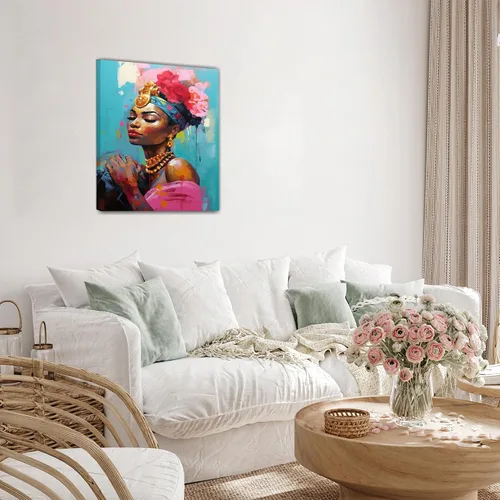 Miniatura 194 de Arte de pared afroamericano, decoración de rey y reina bailarín negro para sala de estar, arte de pareja de amor negro para dormitorio, lienzo