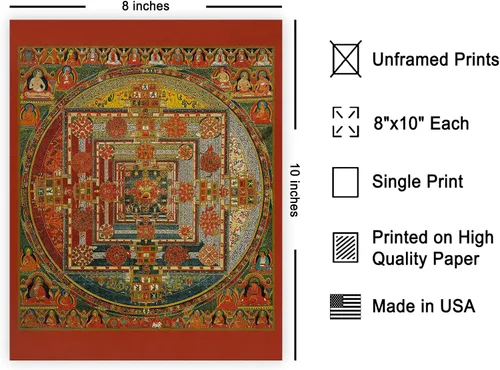 Miniatura 2 de Poster Master Póster vintage de mandala Kalachakra, impresión retro de la rueda del tiempo, arte budista, arte tibetano, regalo para hombres