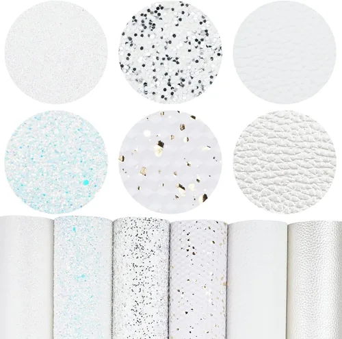 Miniatura 38 de Litchi Paquete de 6 hojas de cuero sintético de 8 x 12 pulgadas para aretes de lazo, tela de vinilo fácil de cortar para Cricut, cuero sintético
