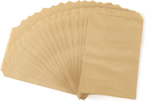 FOCCIUP 100 bolsas de papel kraft marrón de 4 x 6 pulgadas, sobres planos, bolsa de mercancía para fiesta Marrón: 4 x 6 pulgadas