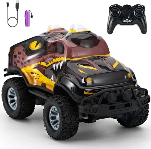 Vehículo todo terreno con forma de dinosaurio, control remoto, vehículo todo terreno genial, camión, 2.4GHz, coche RC con luces LED, escala 1:20,