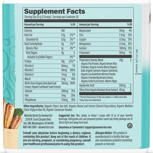 Miniatura 2 de Polvo de proteína de colágeno vegano para mujeres, polvo de colágeno a base de plantas de sílice sabor churro con vitaminas veganas para el cabello